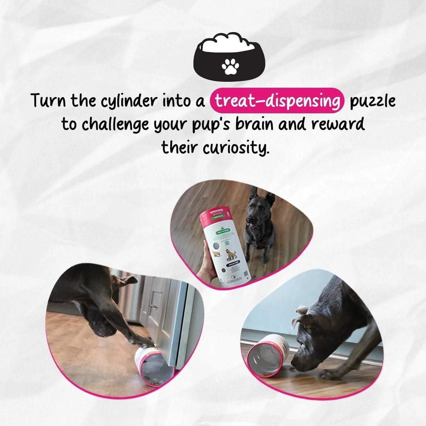 Chelsy'S Toys 3 in 1 Enrichment Tube for Dogs Tug Toy Treat Dispenser & Snuffle Ball Durable Rope Dog Toy Interactive Dog Treat Puzzle for Large Dogs & Puppies (Lavander)