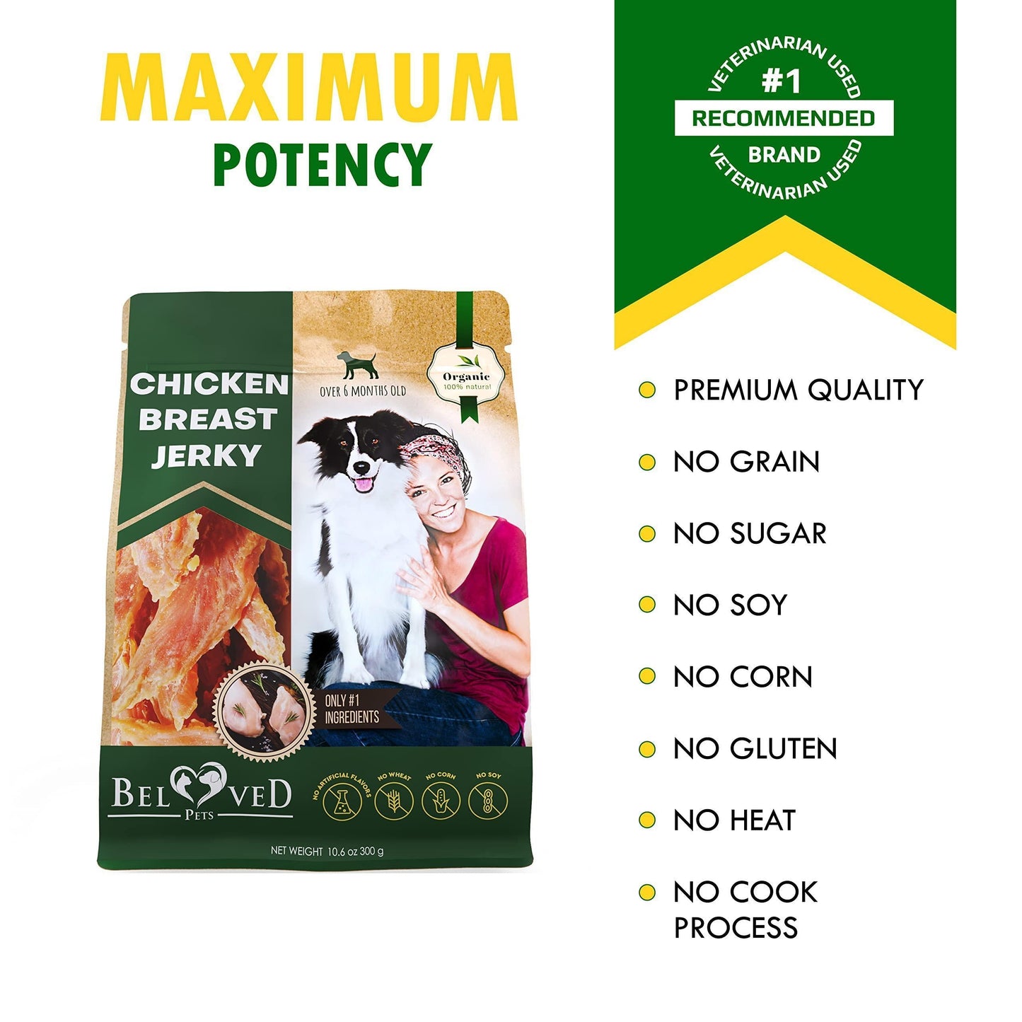 Chicken Jerky Dog Treats All Natural and Organic Healthy Snacks for Dogs 300 G