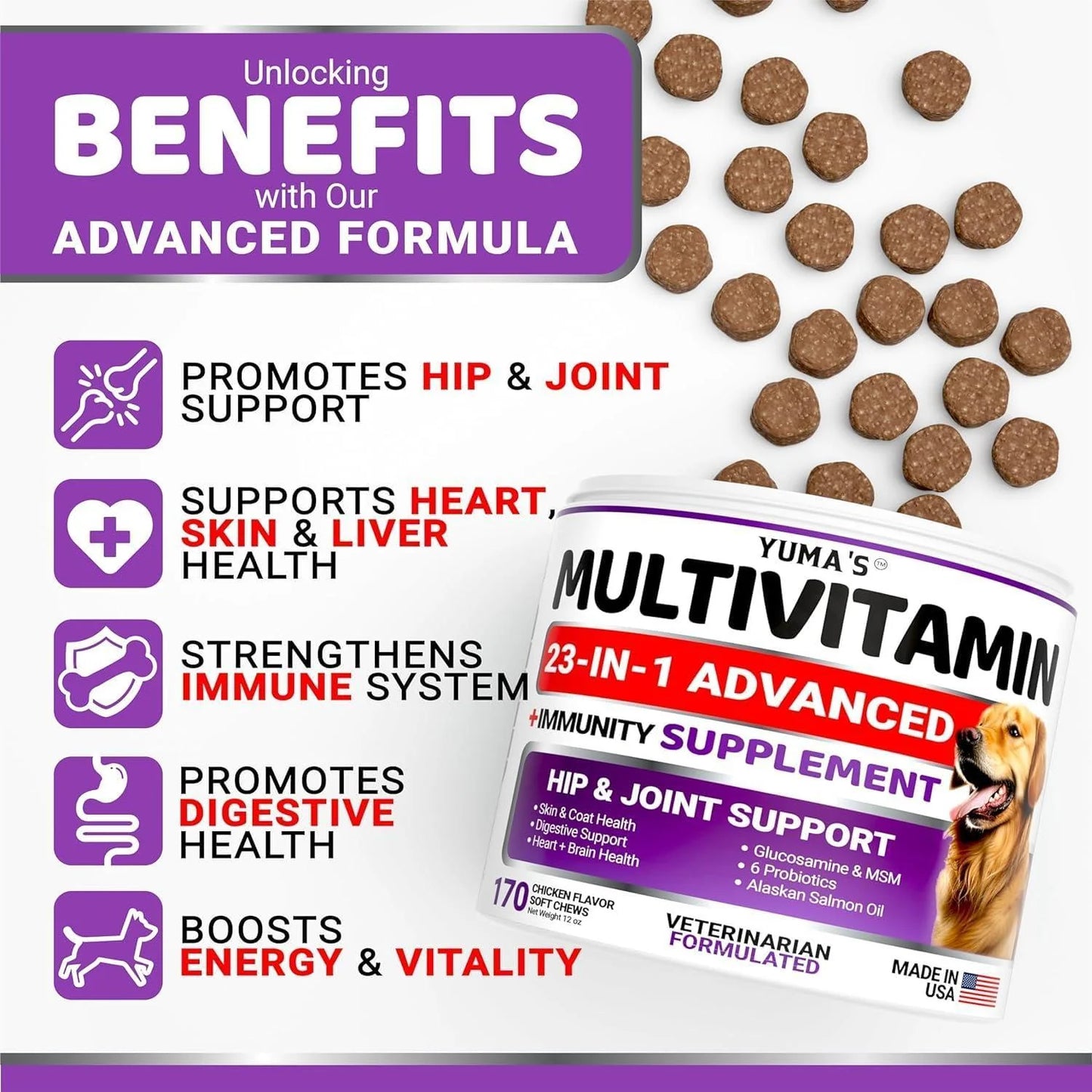 (2 Pack) Multivitamin Treats for Dogs Made in USA