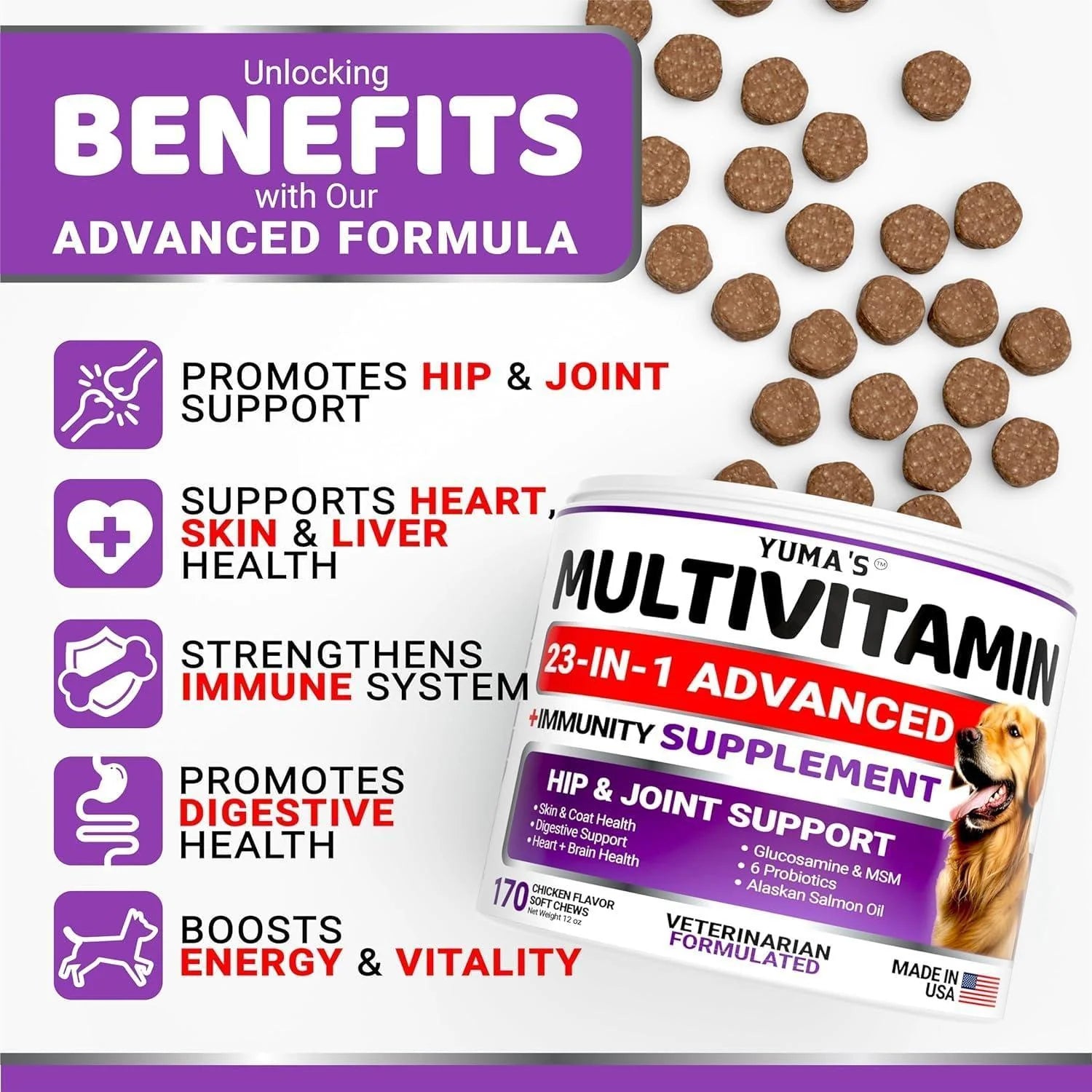 (2 Pack) Multivitamin Treats for Dogs Made in USA